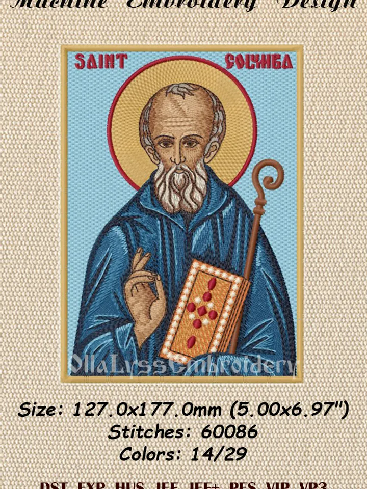 Saint Columba of Iona embroidery design