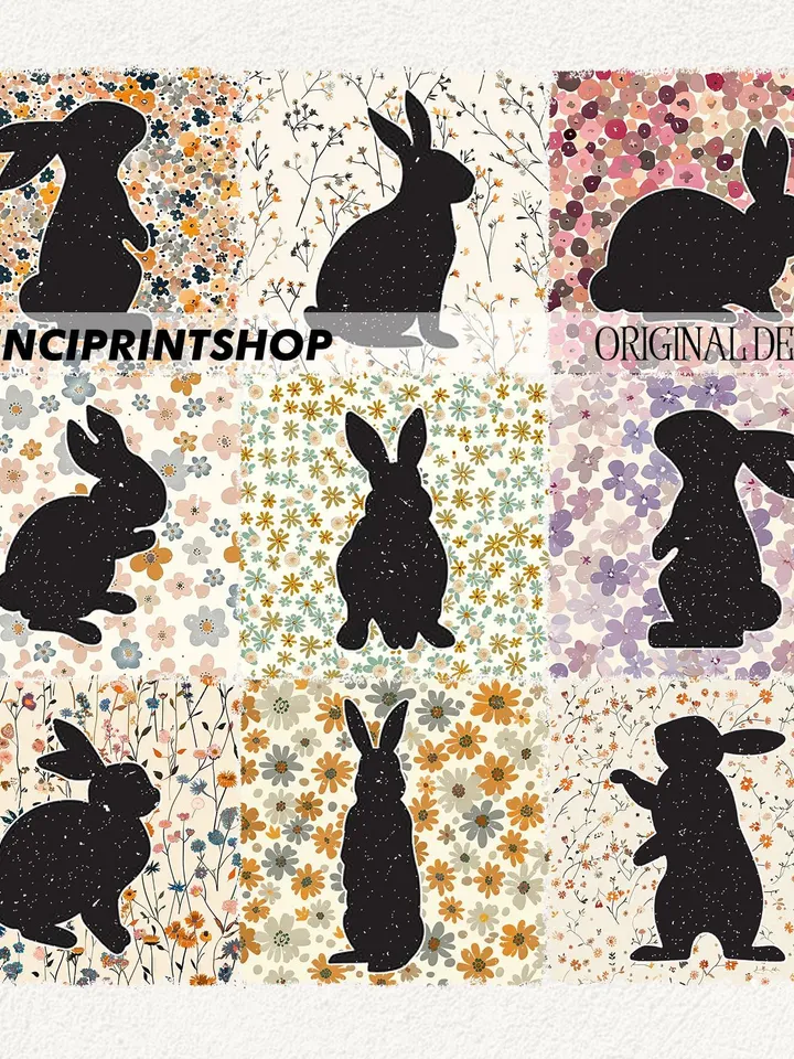 Retro Boho Easter Bunny png, Easter png, Boho Easter png, Happy Easter png, Easter Bunny png, Floral Easter png, Easter Christian png, bunny