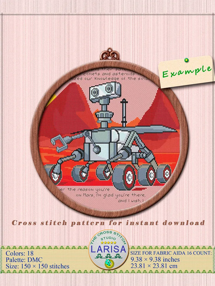 Mars Rover Cross Stitch Pattern | Flight to Mars