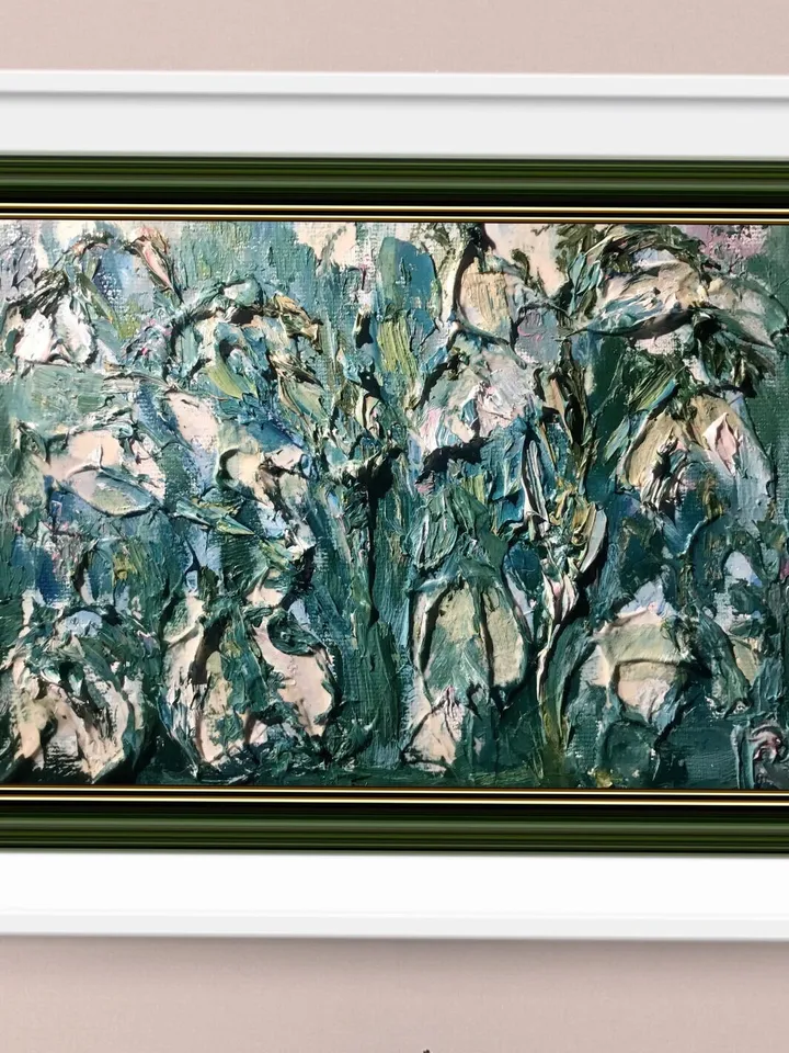 Abstract snowdrops original oil impasto style painting on canvas,textured oil painting,home decoration wall art,gift,floral wall decor.