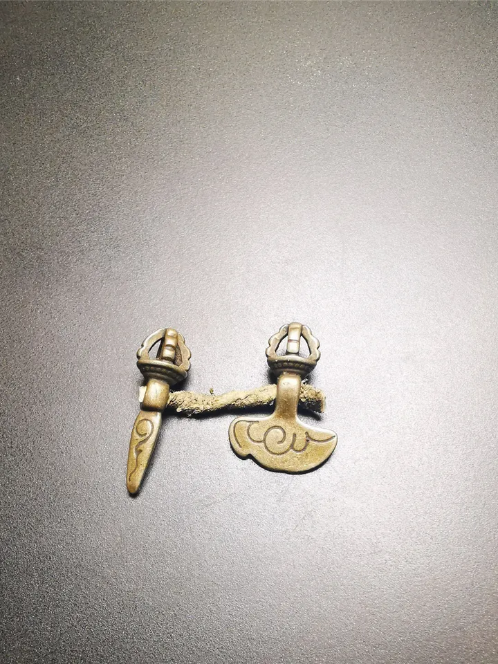 Gandhanra Antique Tibetan Amulet,Mini Phurba and Kartika(knife of the dakinis) ,for Prayer Bead Counter,Mala Accessories
