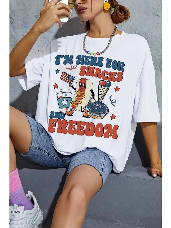 I’m Here For The Snacks and Freedom July 4th PNG sublimation Design Download, groovy retro america png, Independence Day png, Fourth of July