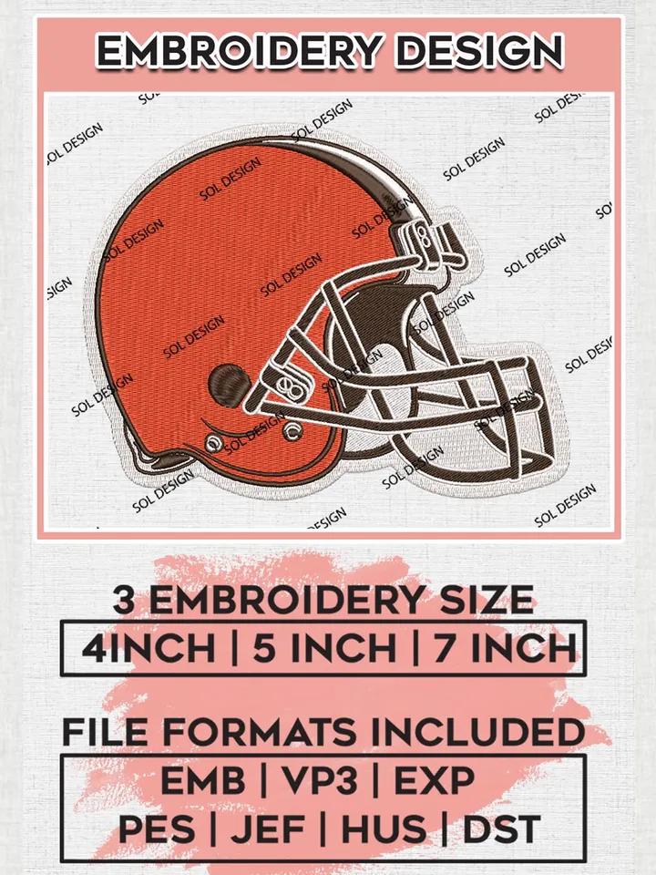 Cleveland Browns Helmet Logo Embroidery Designs, NFL Browns, NFL Embroidery Designs, NFL Cleveland Browns Machine Embroidery Design, Digital Download