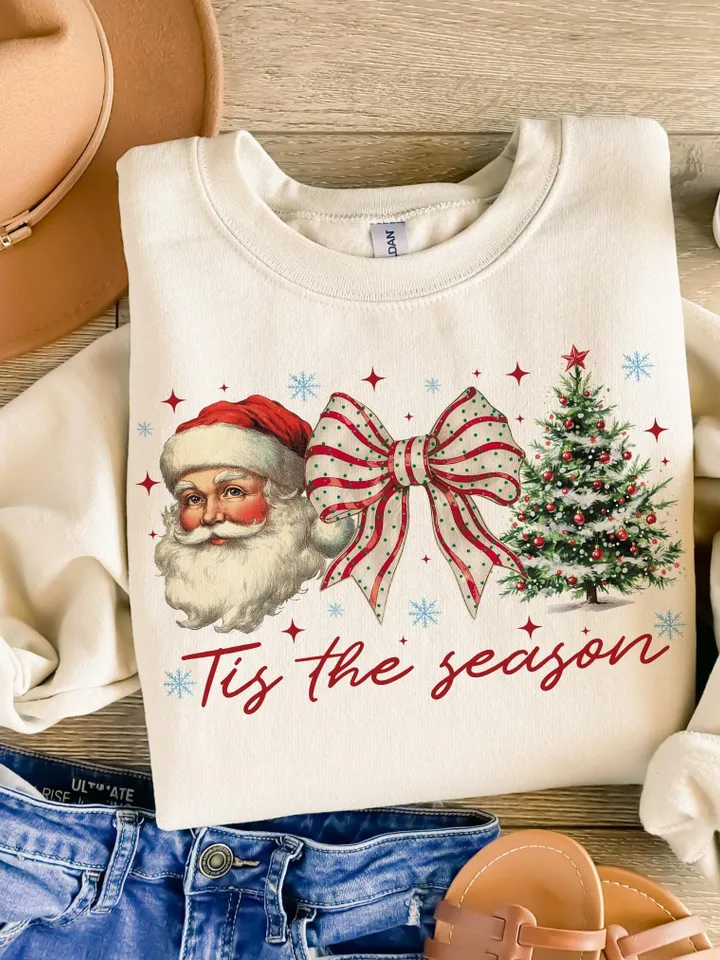 Retro Christmas png, Tis the Season Png, Santa Claus png, Watercolor Christmas png, Christmas sublimation, Merry Christmas, Christmas vibes
