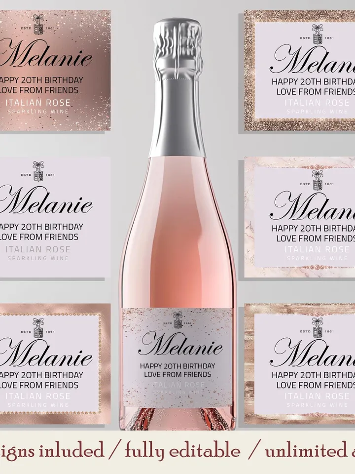 Personalized Prosecco Label Personalized Champagne sticker; Editable & Printable fun novelty gift Birthday, Christmas, gift for her