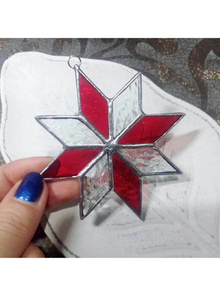 Christmas decorations, snowflake suncatcher, christmas tree star, new year tree toy, hygge christmas