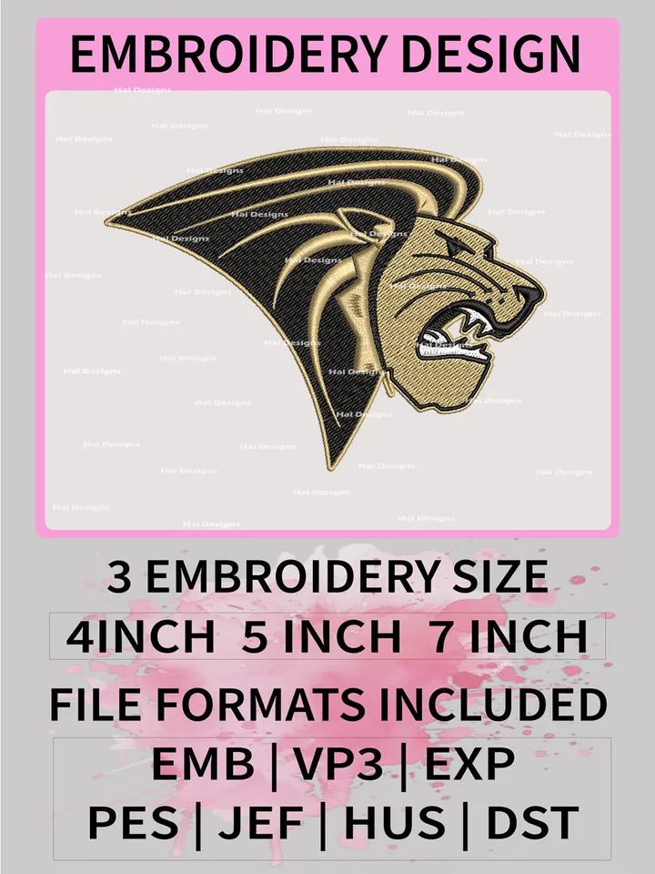 NCAA Lindenwood Lions Embroidery File, 3 Sizes, 6 Formats, NCAA Machine Embroidery Design, NCAA Logo, NCAA Teams