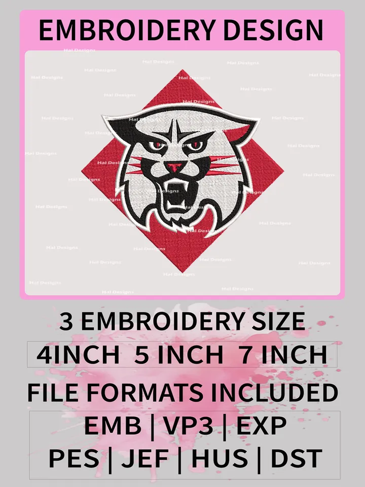 NCAA Davidson Wildcats Embroidery File, 3 Sizes, 6 Formats, NCAA Machine Embroidery Design, NCAA Logo, NCAA Teams