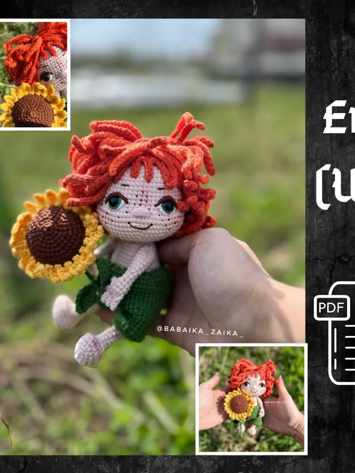 PDF Crochet Sunny Boy Pattern, Amigurumi Sunflower Pattern, Crochet Doll Boy, Sunflower Crochet Pattern, Amigurumi Funny Doll Pattern