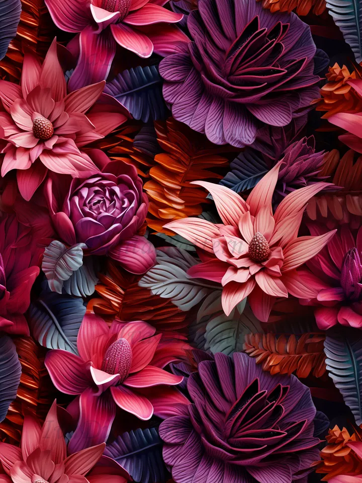 3d Seamless tropical flowers pattern, digital paper, floral pattern, mosaic pattern, commercial use
abstract floral seamless pattern - repeating pattern
