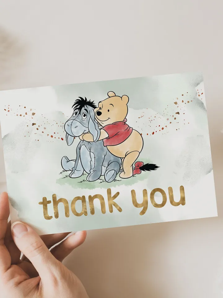 Editable Thank you card Winnie the Pooh; Winnie the Pooh 1st Birthday; Printable thank you cards; Winnie the PoohPooh Party Decoration WPg15