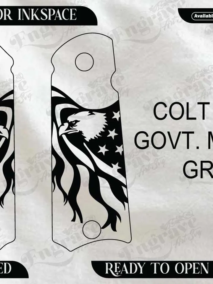 Colt 1911 Grip Design,lasercut,laserengraving,fiberlaser,engravingfiles