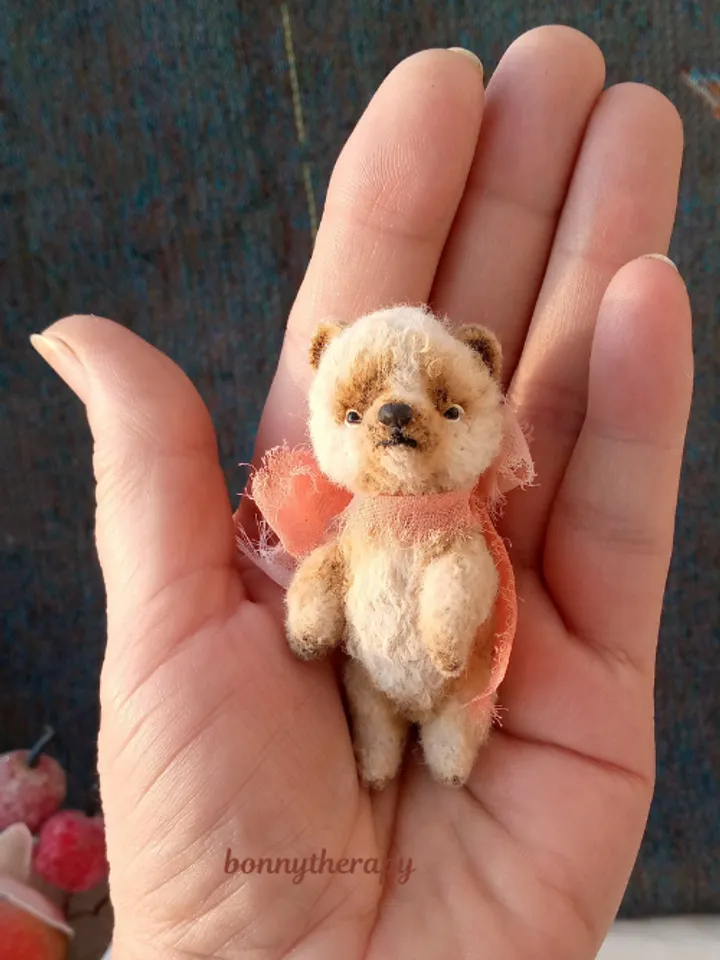 Miniature stuffed bear 2.3 inches, tiny cute teddy bear