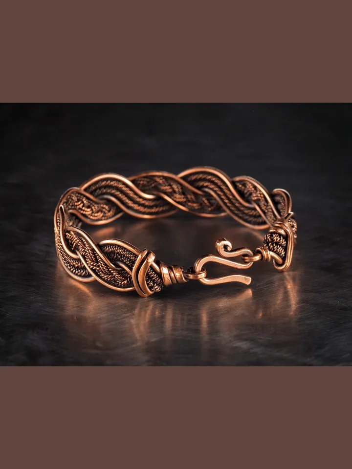 Copper wire wrapped bracelet for woman 7th Anniversary gift Small size bracelet Antique style copper Jewelry