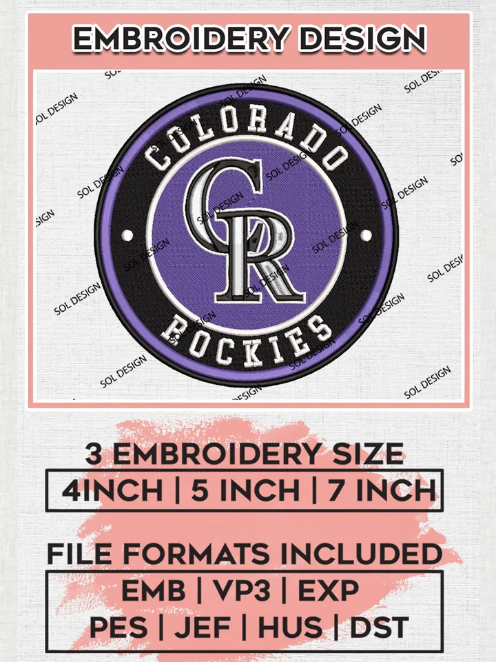 Colorado Rockies MLB Team Round Logo Embroidery Design, MLB Team Embroidery files, Colorado Rockies Baseball Team, Rockies Team, Digital Download