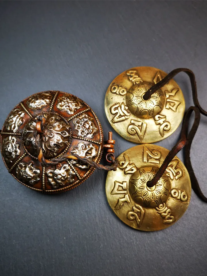 Gandhanra 7.4cm Tibetan Cymbals,OM Mantra Tingsha Bell,Buddhism Ritual Implement,Handmade in Nepal