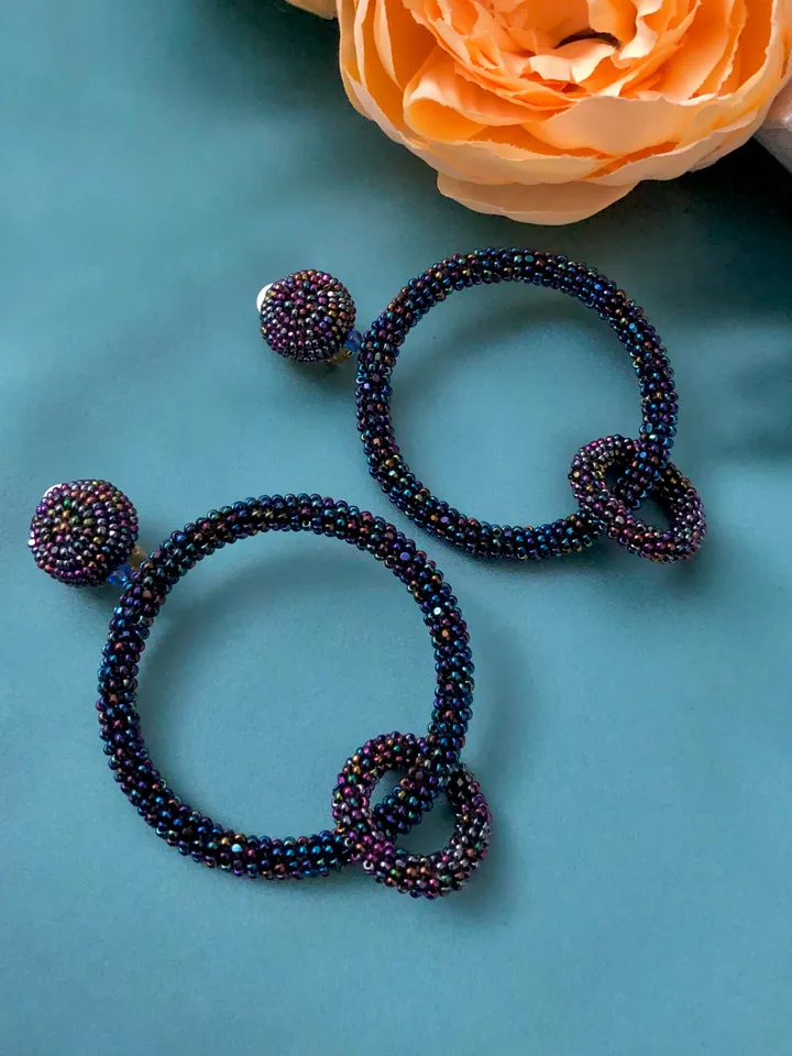 Double Hoop Beaded Earrings