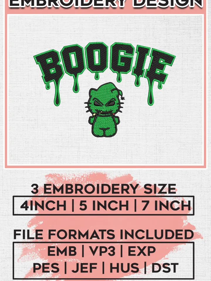 Hello Kitty x Oogie Boogie Drop Name Embroidery designs, Nightmare Before Christmas Machine embroidery designs, Halloween embroidery files, Spooky Season Machine Embroidery Digitized Pes Files, Digital Download