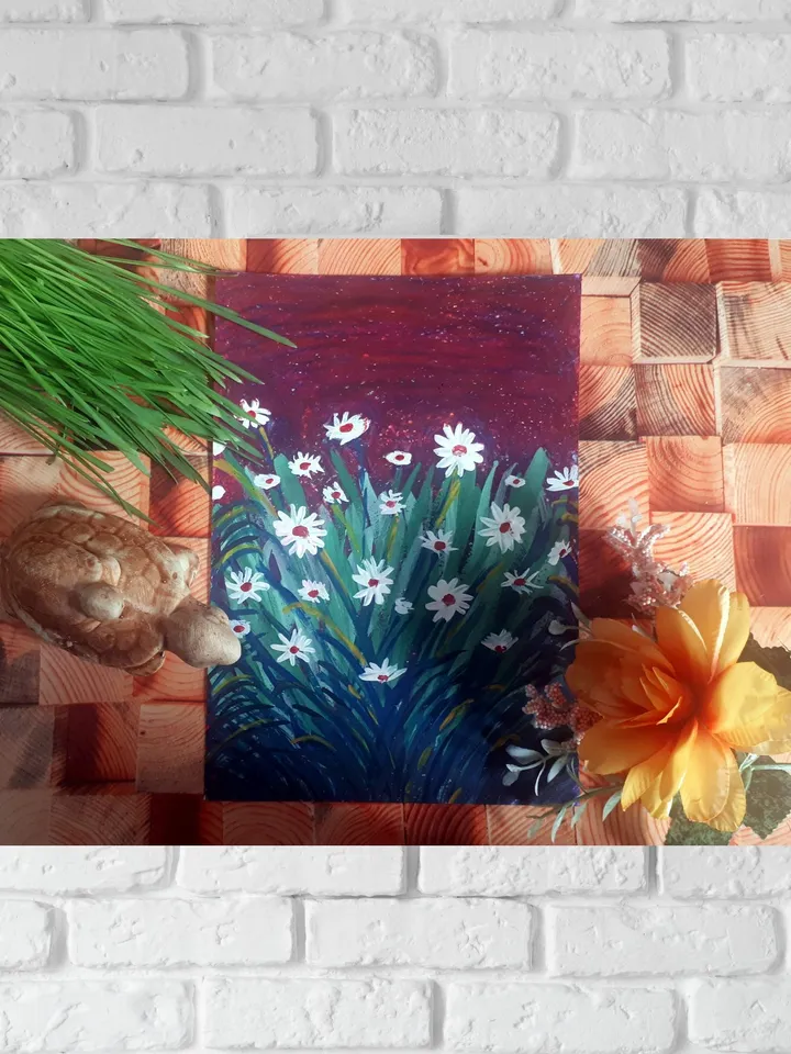 White Wildflowers Mixed Media Painting on Watercolor Paper