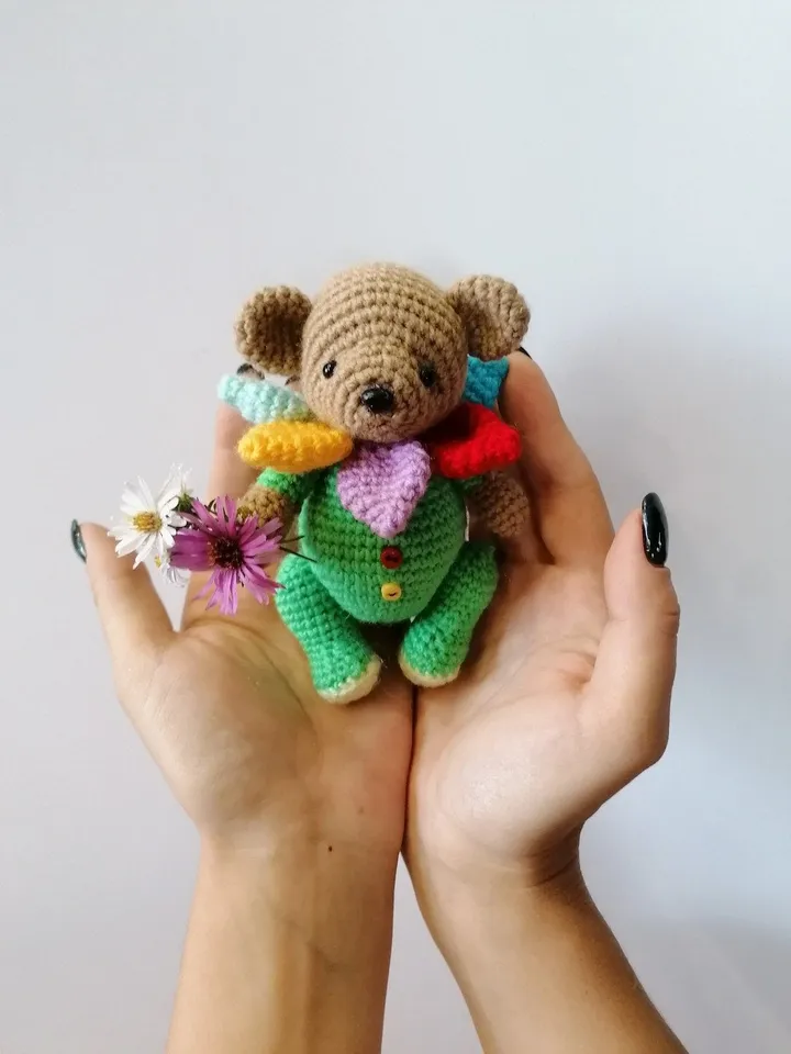 PDF Crochet Pattern Teddy Flower Bear, Small Toy Pattern, Amigurumi, Animal Pattern, Amigurumi bear pattern, cute Teddy bear pattern