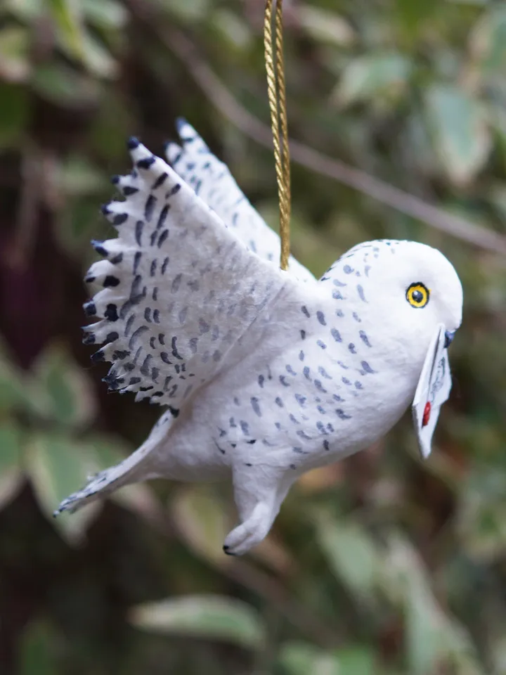 Polar Owl spun cotton Christmas ornament