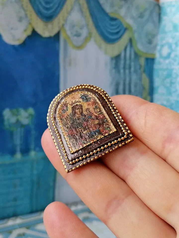 Miniature icon. Christmas icon.1:12 scale.Dollhouse miniature. Christmas. 1:12.Handmade. Ancient icon.