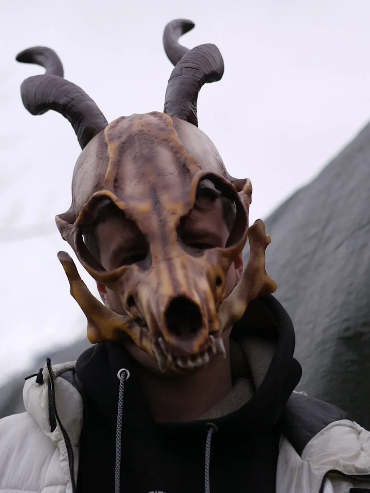 Fox Skull head mask with horn, Antler Mask, Realistic Skull Mask, skull costume mask, Horror Mask, halloween scary mask, creepy mask