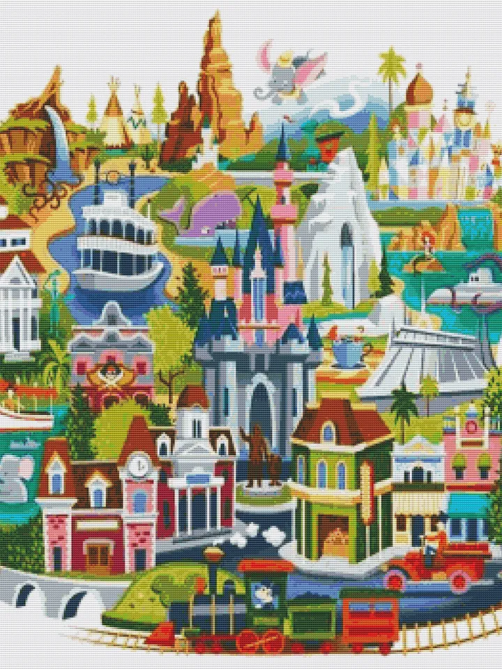 Disney Map Cross Stitch Pattern / Disney PDF Cross Stitch Chart / Disney Kingdom Cross Stitch / Mickey Mouse Cross Stitch Pattern