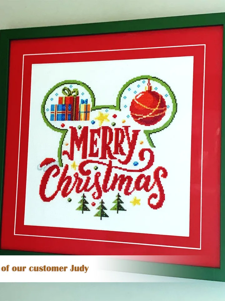 Christmas cross stitch pattern download PDF Christmas mouse ears pattern digital PDF Winter holiday xstitch chart DIY Christmas decor #N27