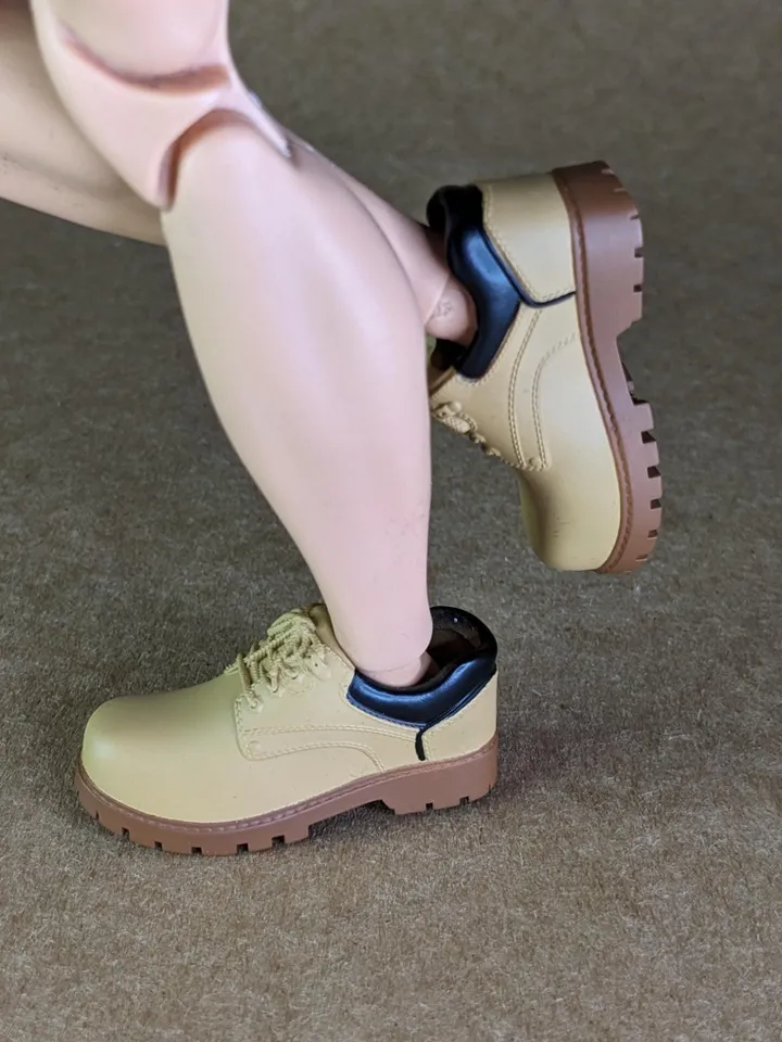 Classic mustard hiking low boots for 1/6 scale male dolls