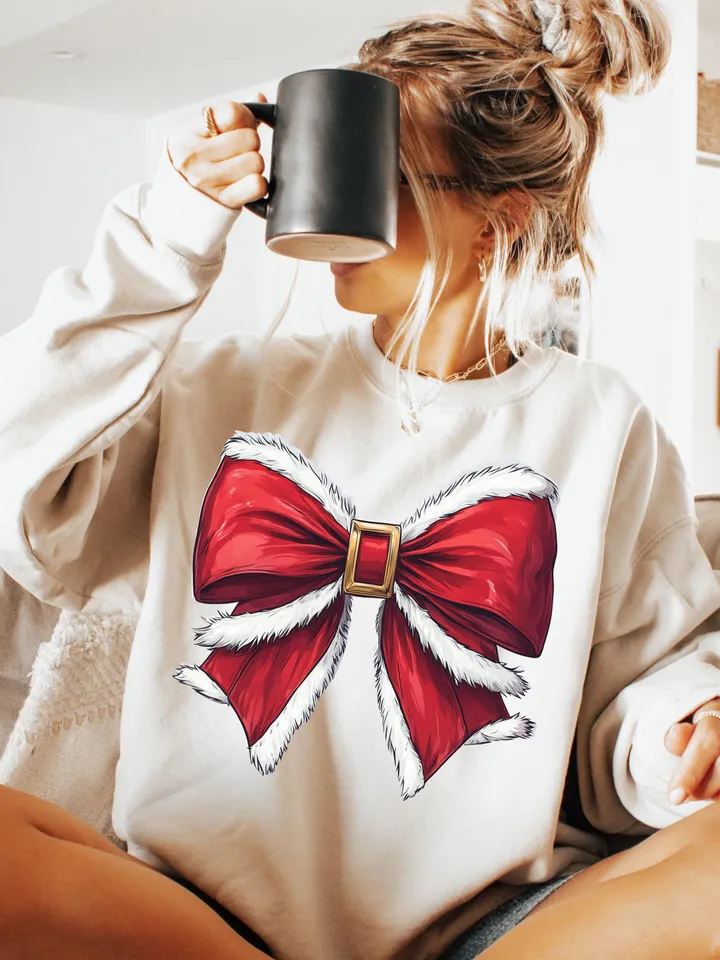 Christmas Coquette bow Png, Christmas santa bow png, Christmas Sublimation T Shirt Designs, Christmas png, Christmas design, Santa Claus png