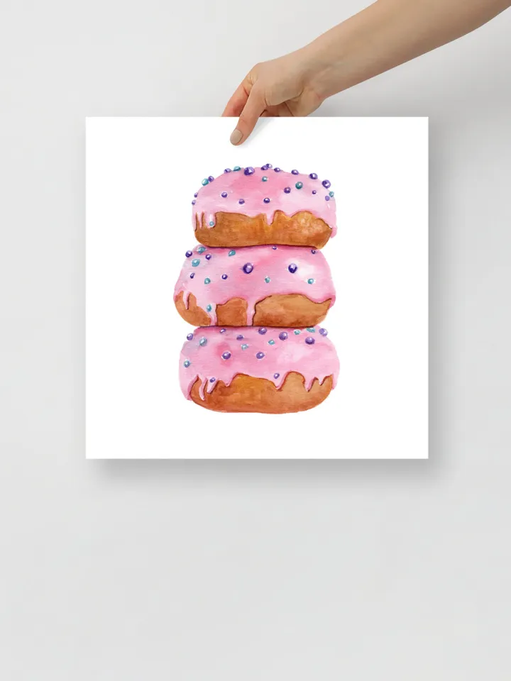 Pink Donuts Sweet Watercolor Painting Print, Food Illustration, Breakfast Art, Candy Sweet, Dessert Painting,Donut Gift Print, Kitchen Print