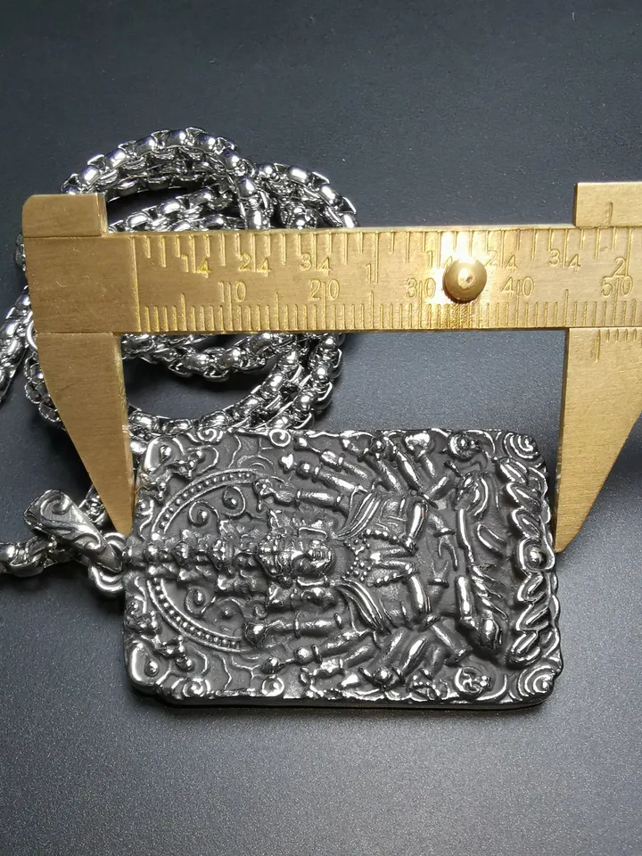 Gandhanra Handmade Titanium Steel Amulet Tag Necklace,Chenrezig,Padmapani,Avalokitesvara, Tibetan Buddhist Jewelry,Protection Necklace