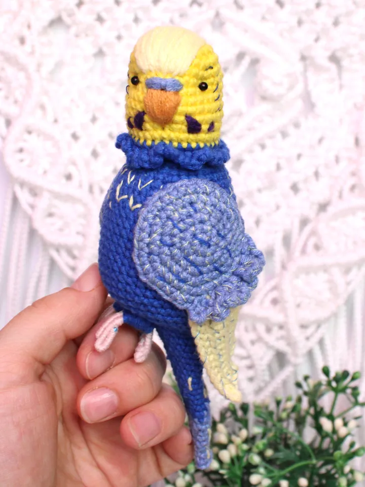 Budgerigar with rotating head crochet pattern PDF Amigurumi parrot toy