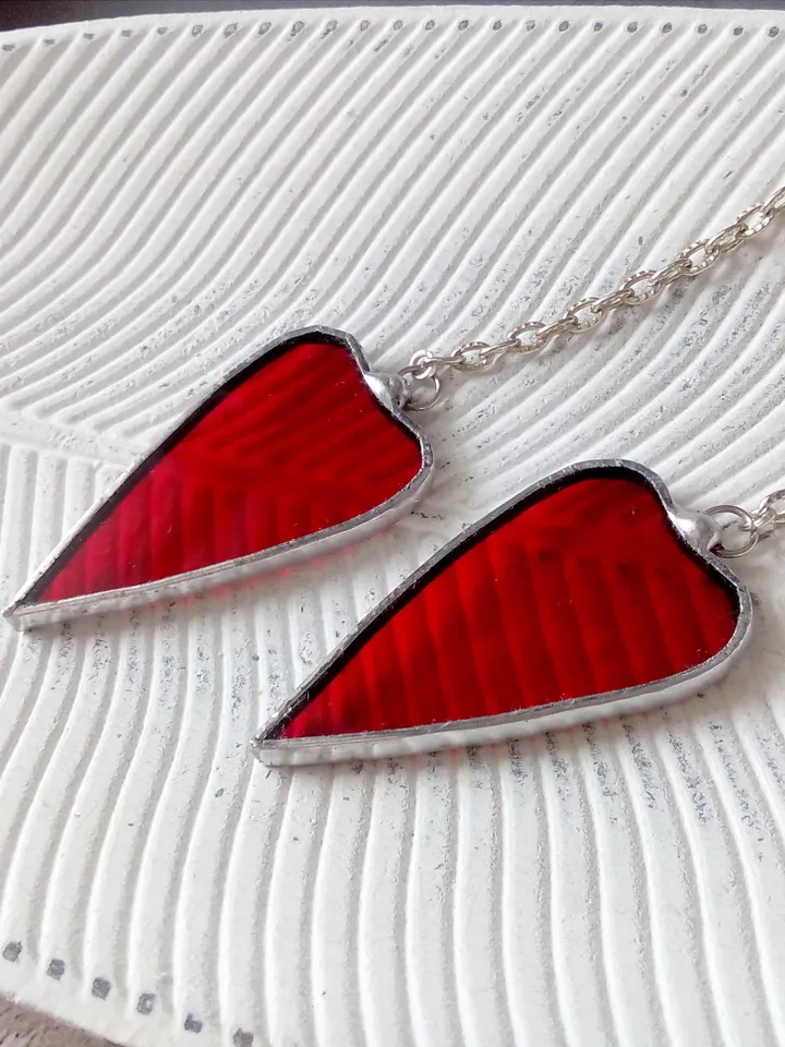 Heart earrings, stained glass, st Valentine, valentines, kawaii earrings, Love earrings, Dangle earrings, Tiffany.