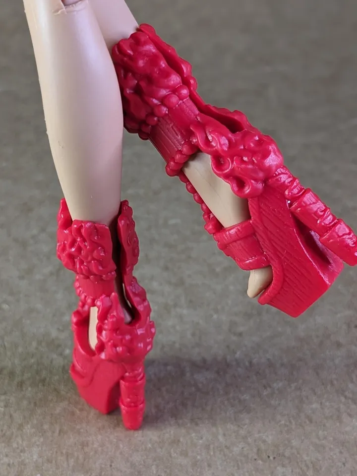 Red fire sandals with high heels for 10.5 inch female dolls (MH, EAH)