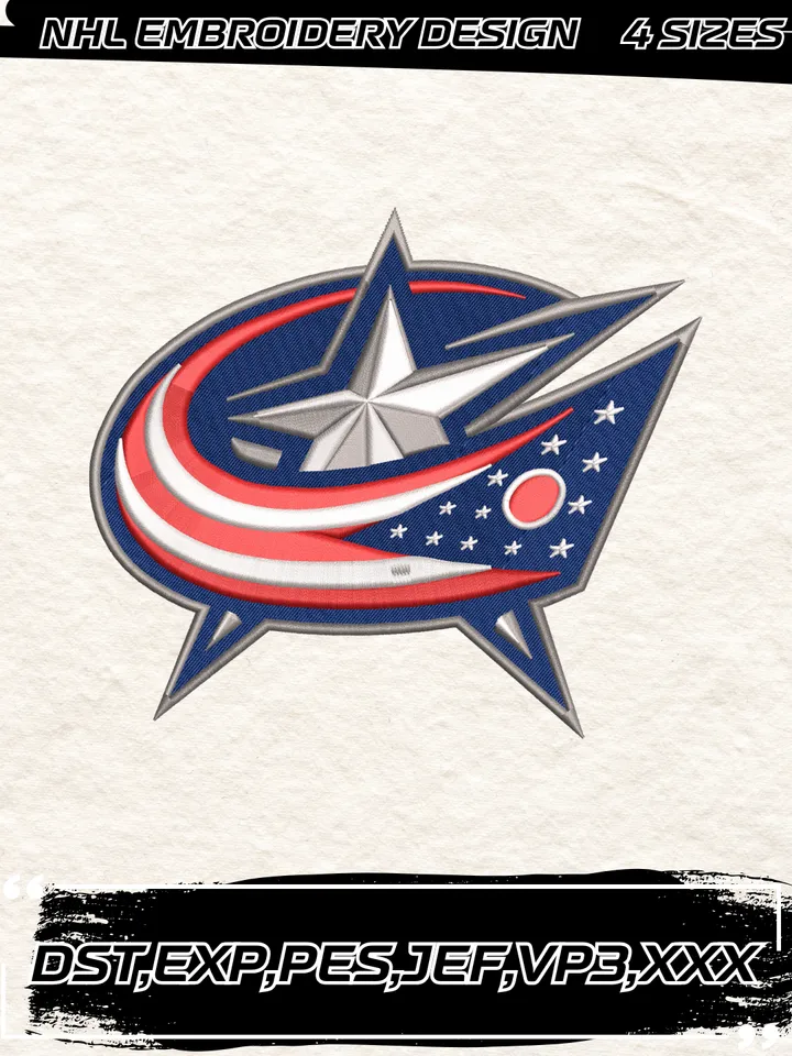 Blue Jackets Logos Embroidery Designs,NHL Logo Embroidery Files, Machine Embroidery Design File, 4 Sizes,Digital Download