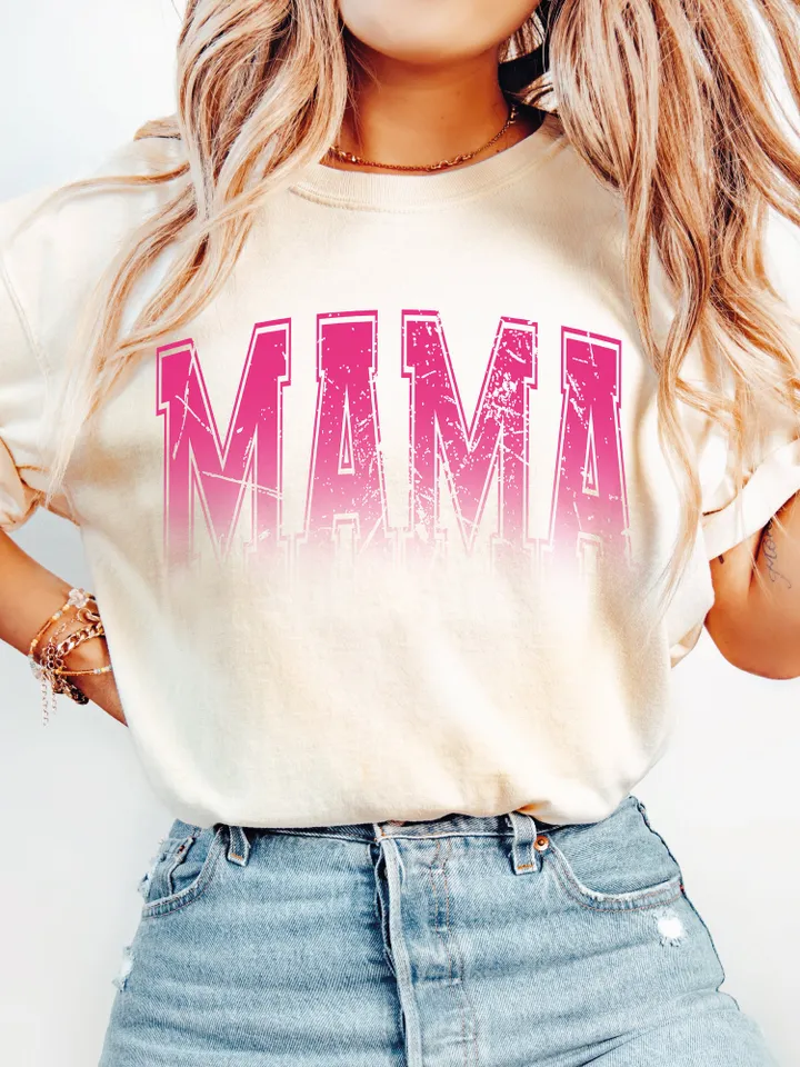 Varsity Font Mama PNG, Gradient Distressed Faded Varsity Mama Png, Grunge Mom Digital File, Collegiate Mama Shirt Design, Mama Dtg Ombre