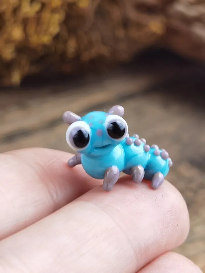 GLASS Caterpillar figurine Miniature caterpillar Glass figurines aquarium decoration miniature animals tiny glass animals terrarium figurine