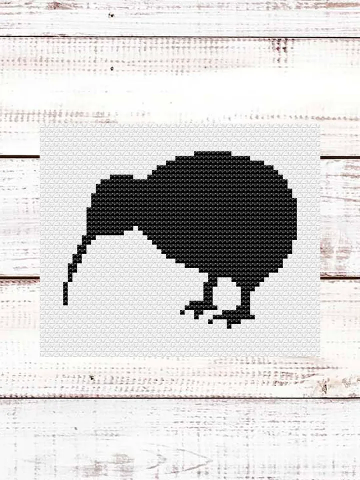 Kiwi Cross Stitch Pattern, Silhouette Cross Stitch, New Zealand Bird Pattern, Cute Kiwi Bird, Kiwi Pattern, Kiwi Xstitch