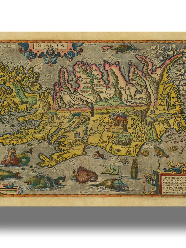 Old map of Iceland. Historical style artwork.