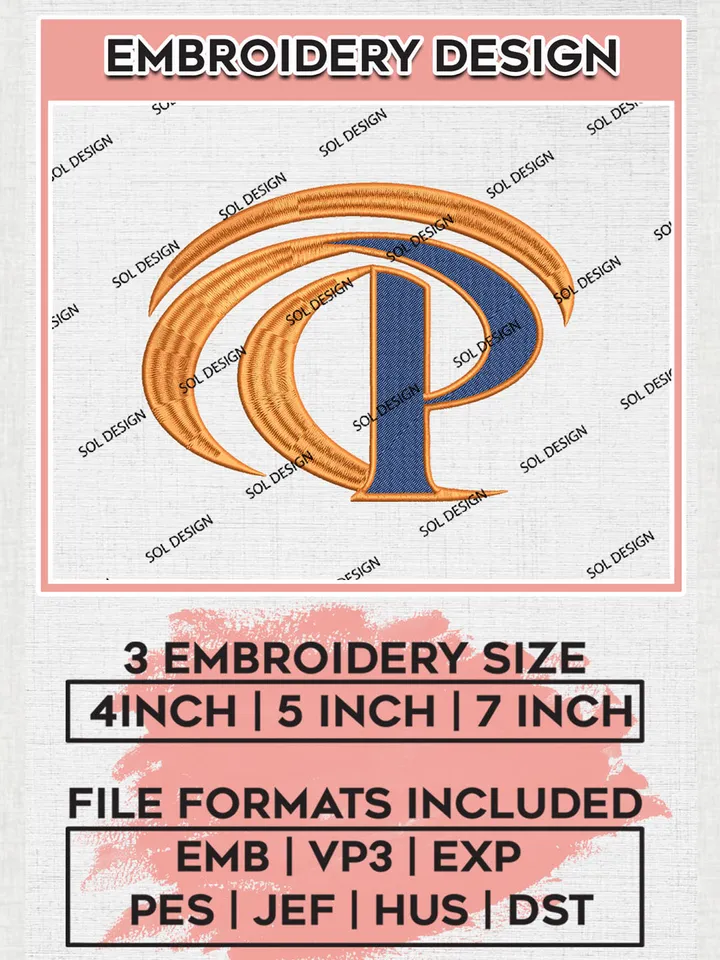 NCAA Pepperdine Waves Team P Letter Logo embroidery designs, NCAA Pepperdine Waves Logo Machine embroidery designs, NCAA Logo embroidery designs, NCAA Lopes Machine embroidery designs, Digital Download