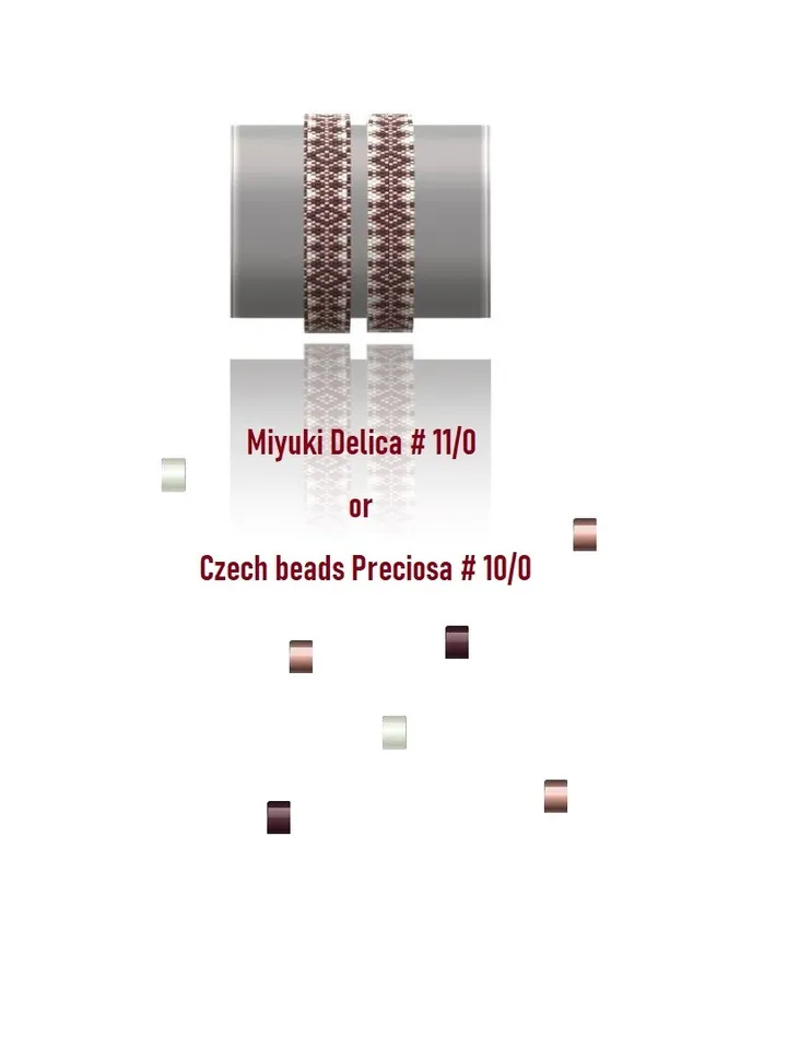 Cuff Bracelet Odd-Count Peyote Stitch Bead Patterns, Miyuki Delica, Czech beads Preciosa, Instant Download