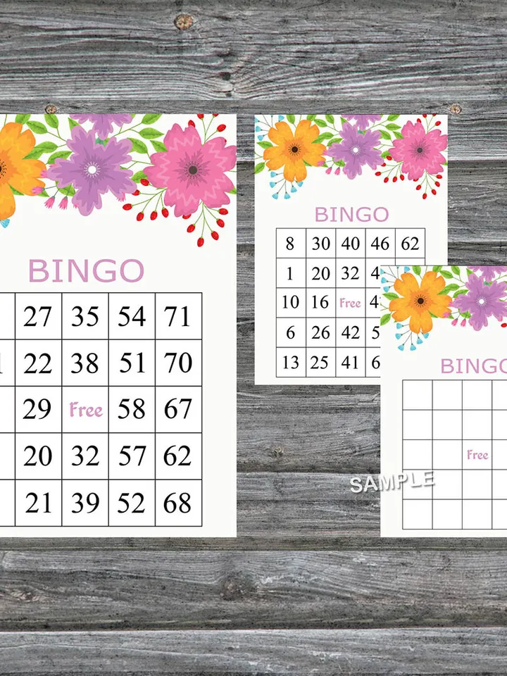 Flowers bingo game card,Floral bingo game card,Floral Printable Bingo,Flower themed bingo game,INSTANT DOWNLOAD-98
