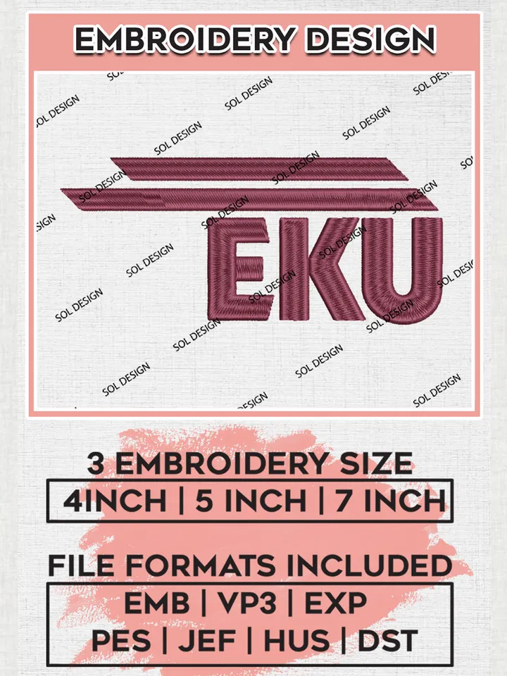 NCAA EKU Colonels College Football Team Logo embroidery designs, NCAA Eastern Kentucky Colonels Logo Machine embroidery designs, NCAA Team Logo embroidery designs, NCAA Game Day Machine embroidery designs, Digital Download