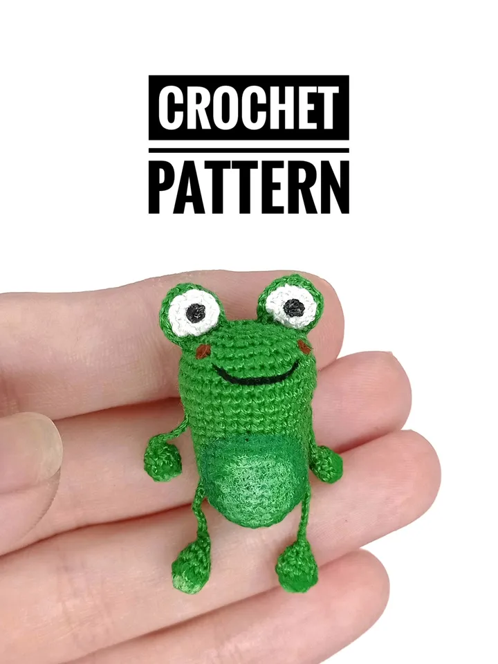 PDF crochet pattern little frog. Crochet miniature pattern. Little frog toy pattern. DIY cute toy. Pattern amigurumi