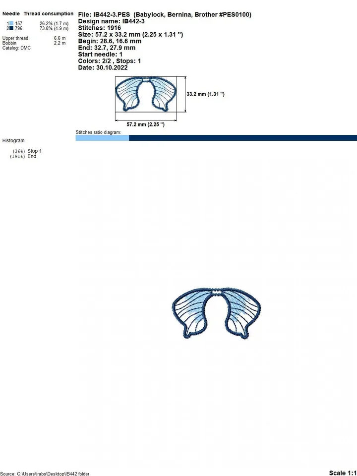 Brooch Moth machine embroidery design FSL, insect brooch, FSL brooch Free Standing Lace