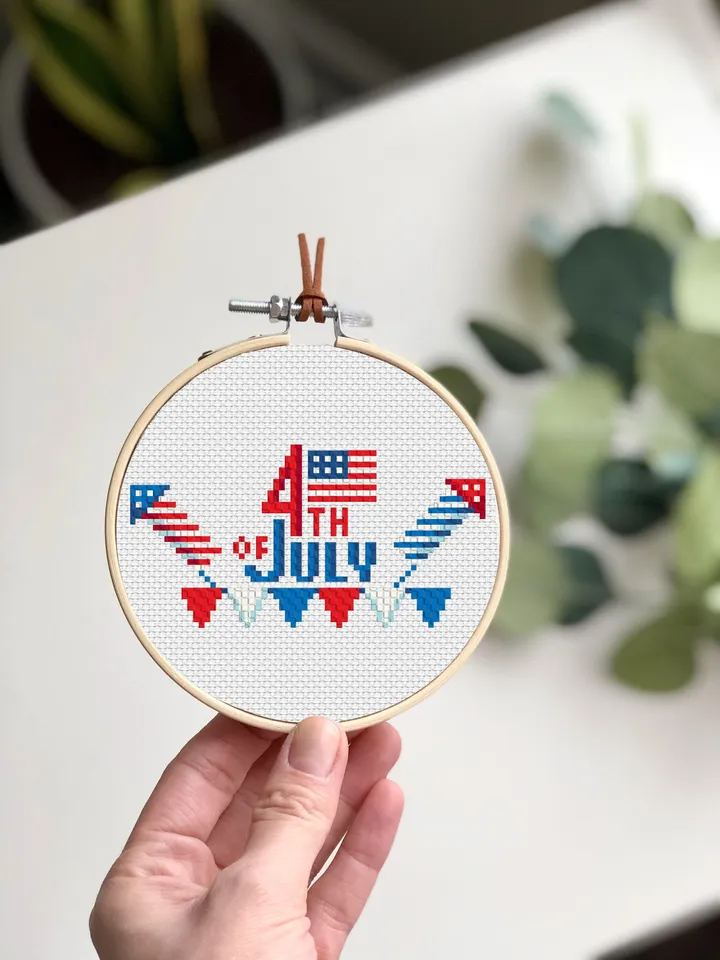 Independence Day july 4 cross stitch pattern PDF download American flag cross stitch chart, Patriotic cross stitch, Firework embroidery #T20