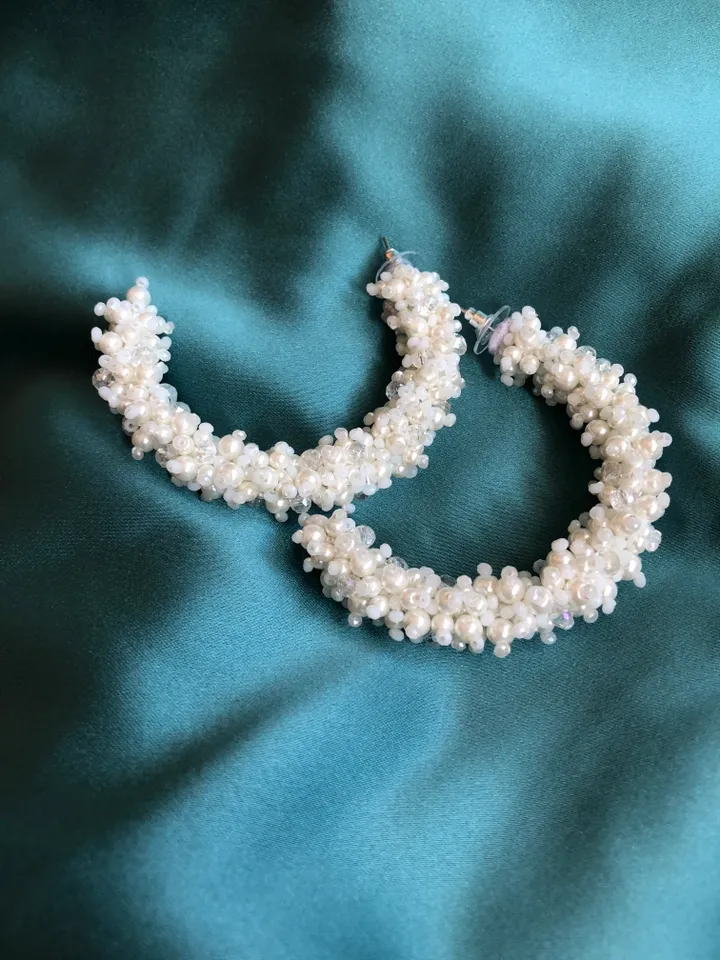 Wedding Glossy Crystal Embroidered Earrings