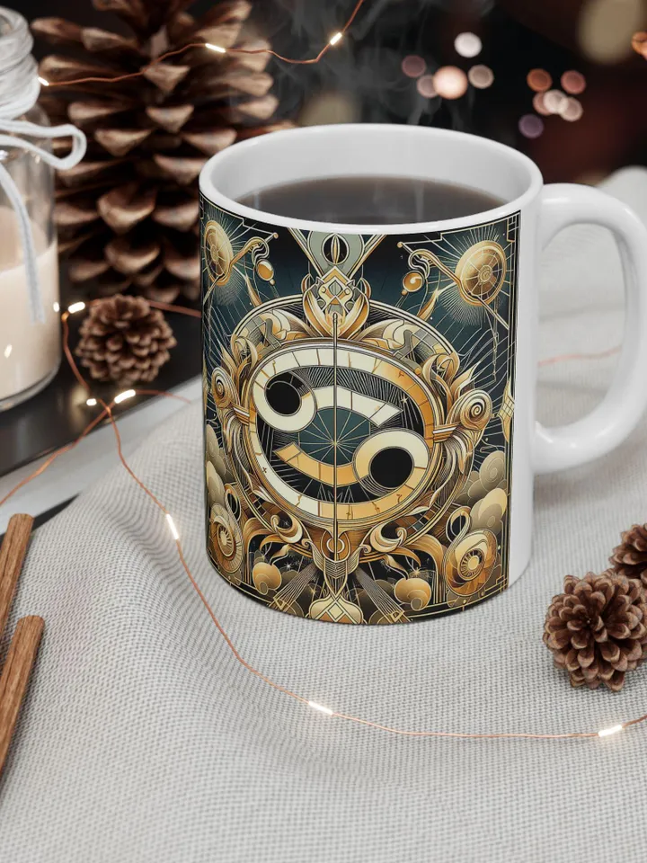 Cancer Zodiac Mug, Unique Coffee Cup, Zodiac Style Drinkware, Decorative Tea Gift, Retro Kitchenware, Home Decor
